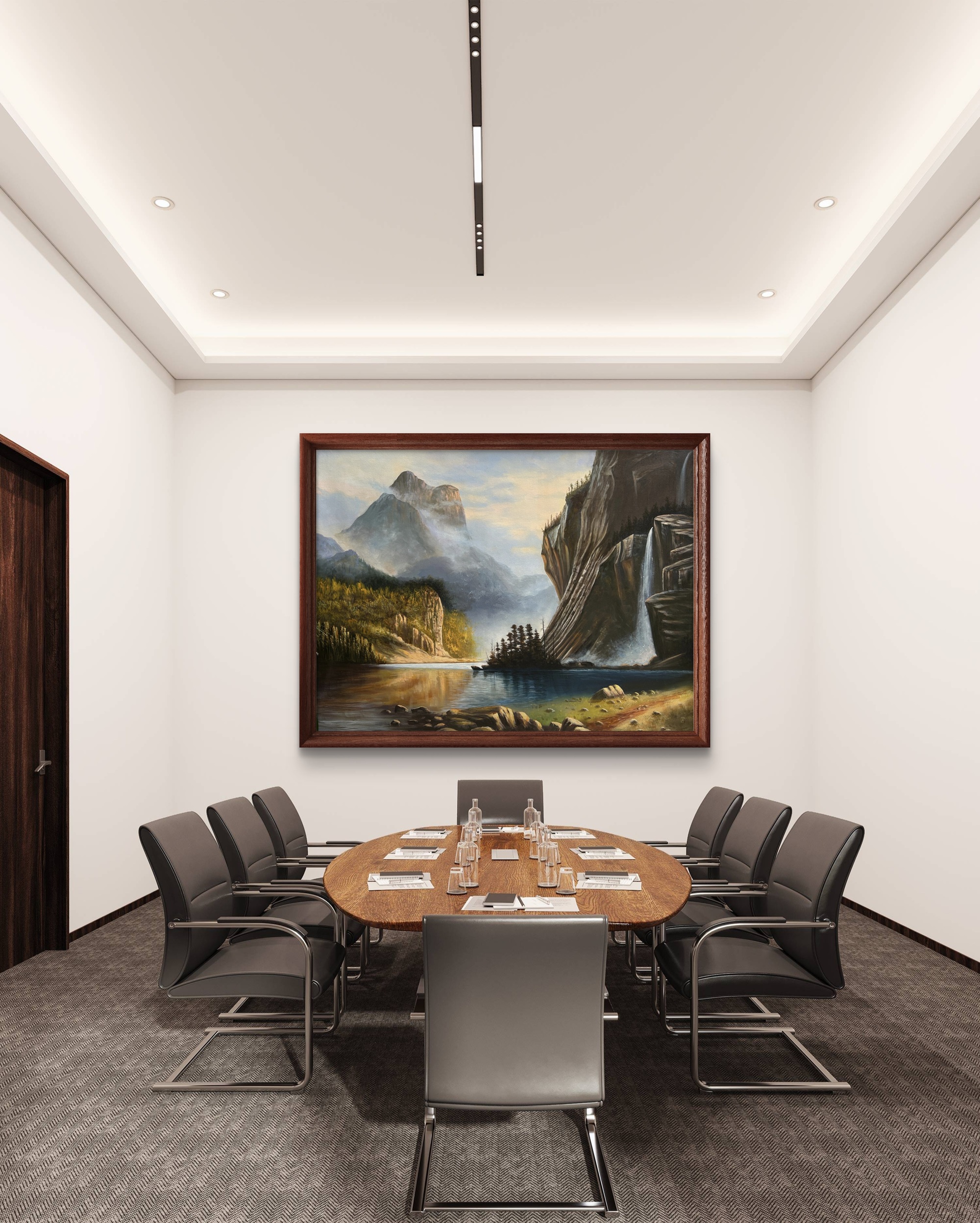 Misty Mountain Falls Acrylic Landscape Painting Misty Mountain Falls Acrylic Landscape Painting