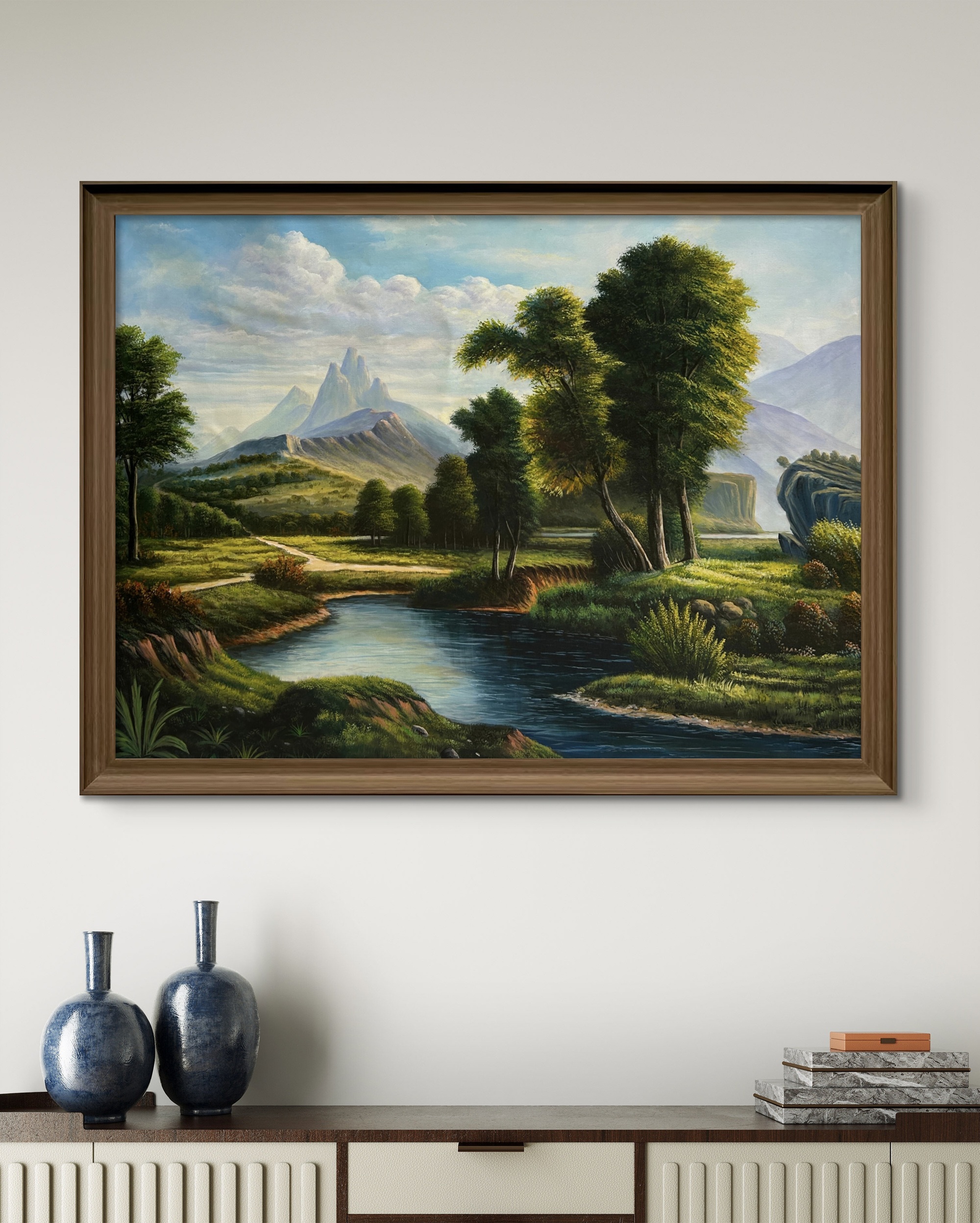 Riverside Harmony Acrylic Landscape Painting