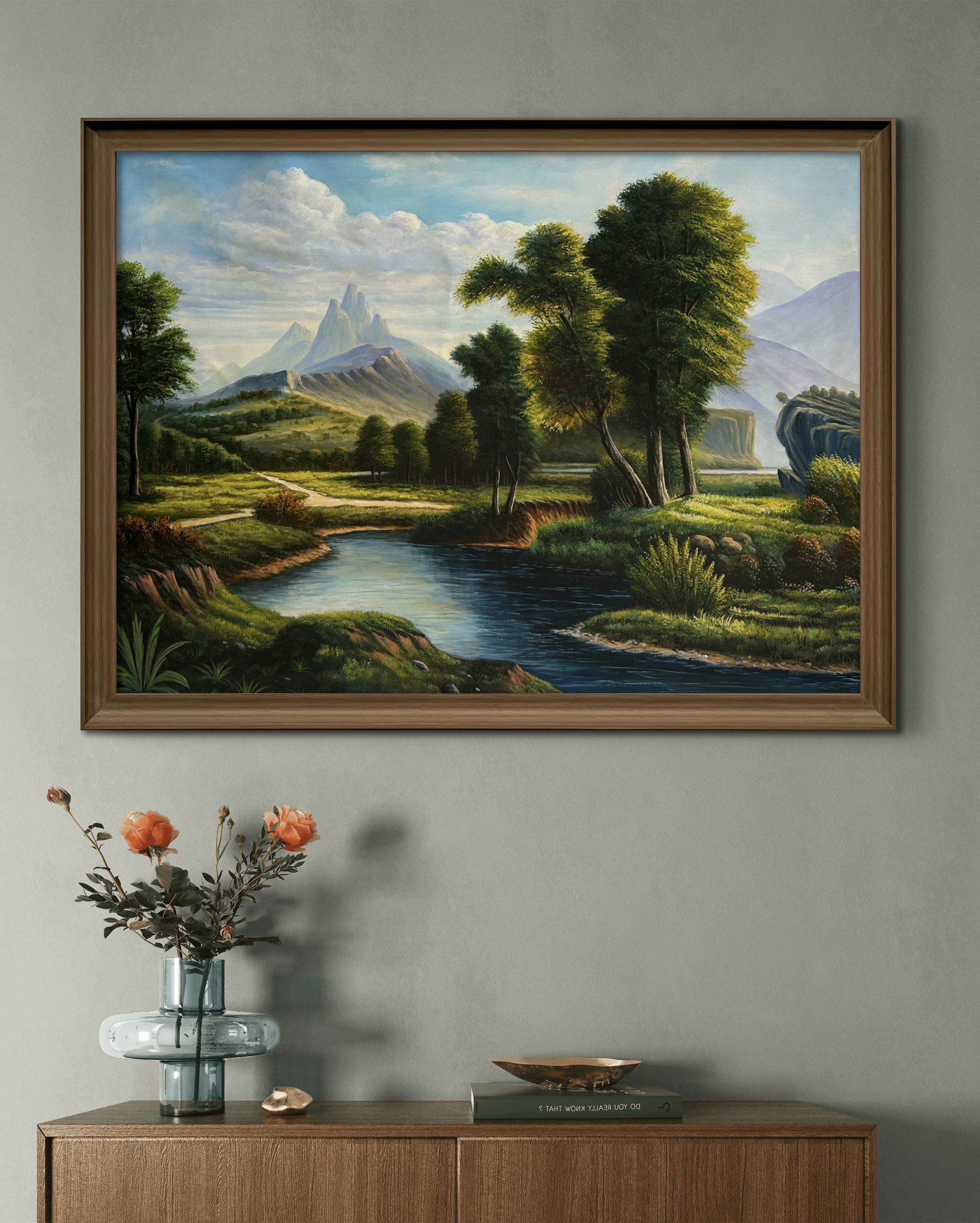 Riverside Harmony Acrylic Landscape Painting