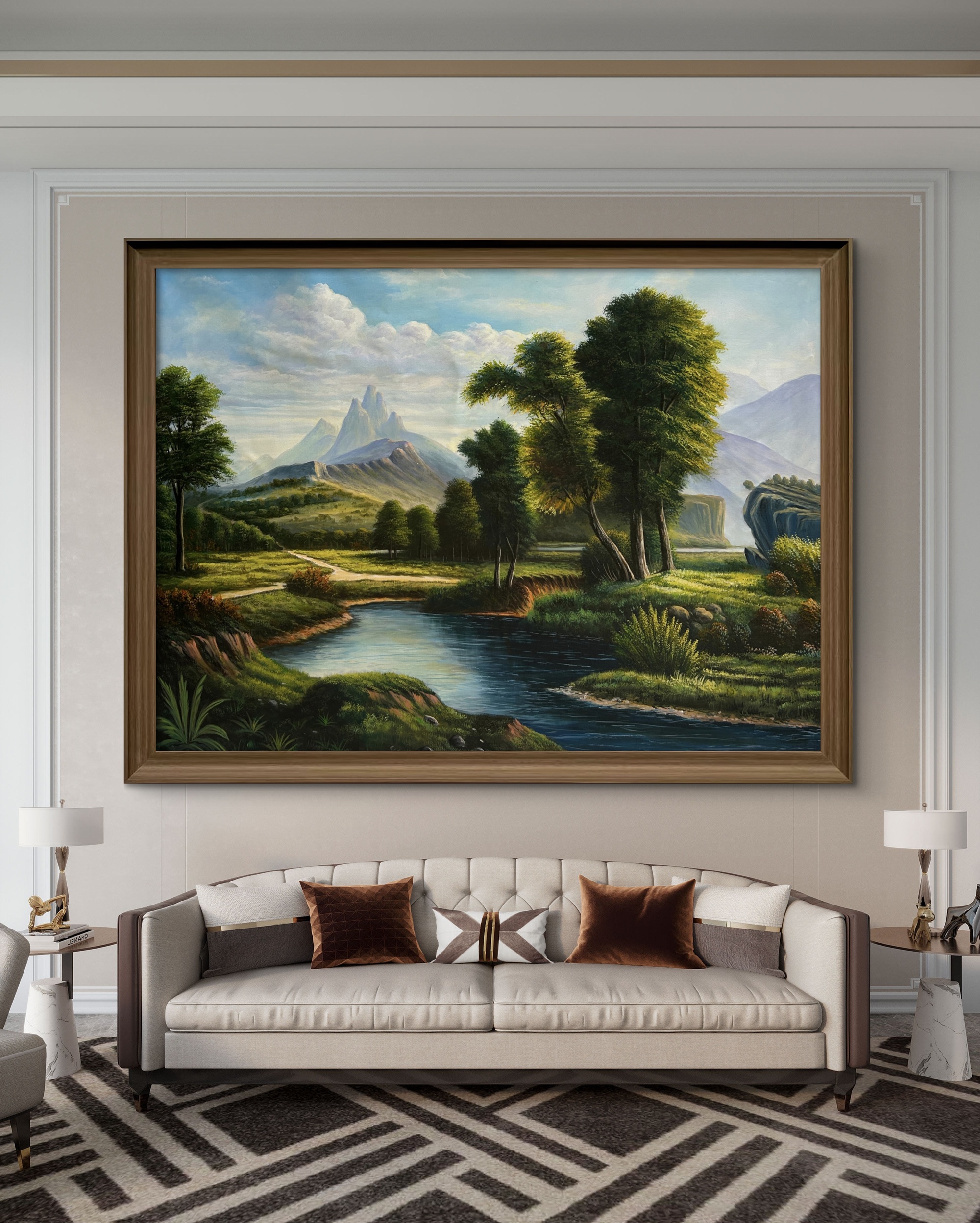 Riverside Harmony Acrylic Landscape Painting