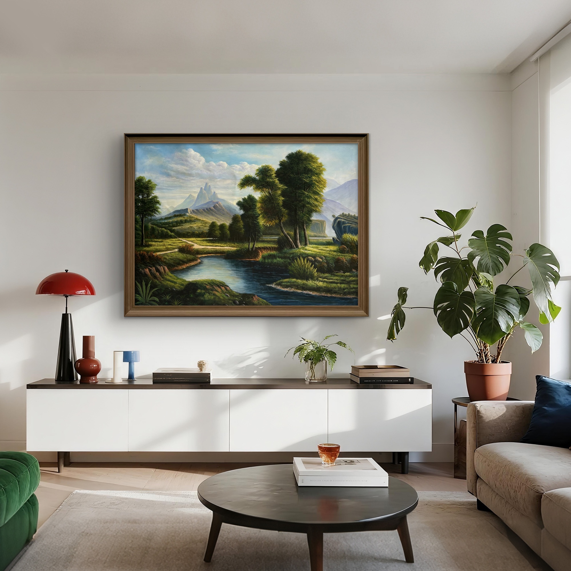 Riverside Harmony Acrylic Landscape Painting