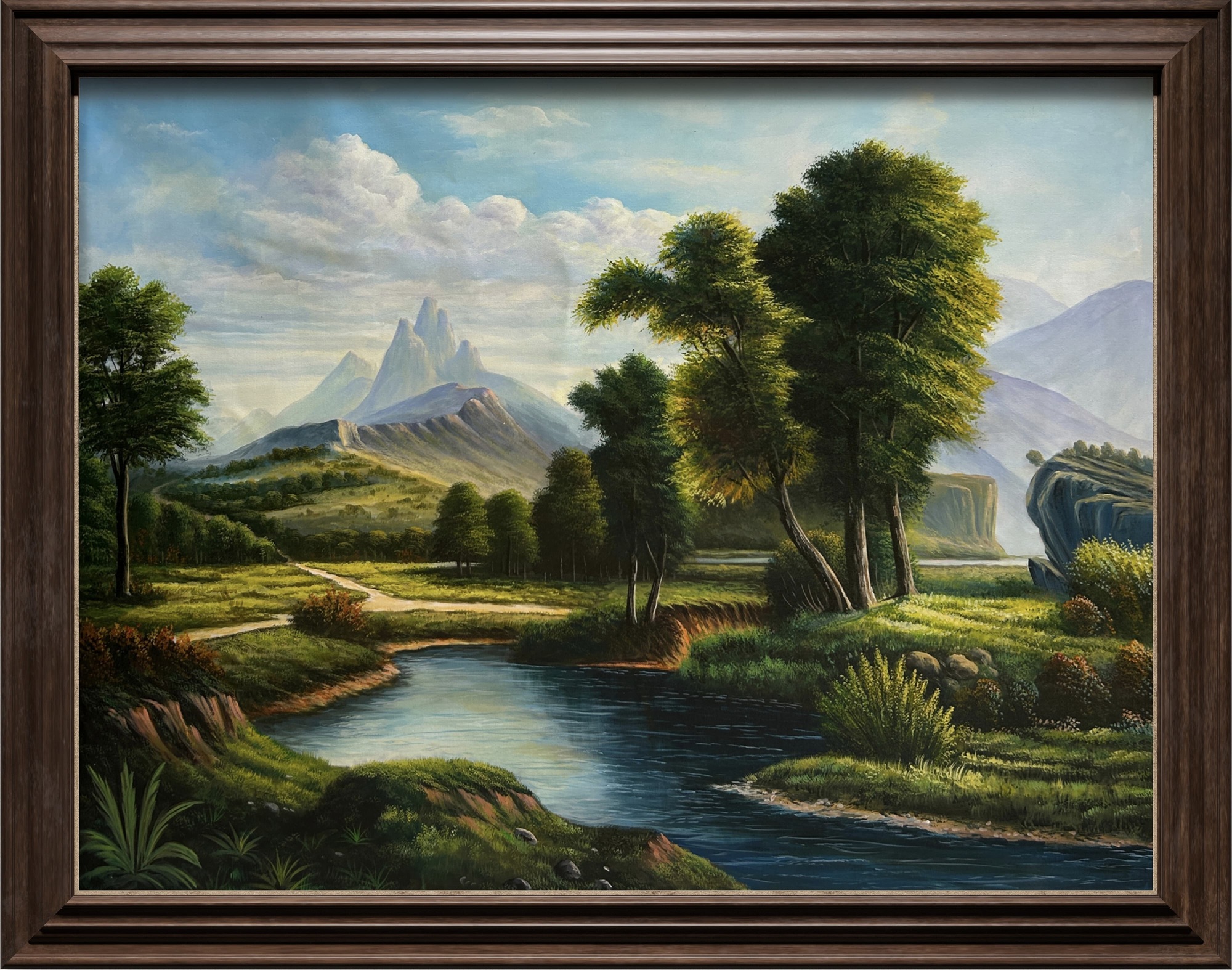 Riverside Harmony Acrylic Landscape Painting