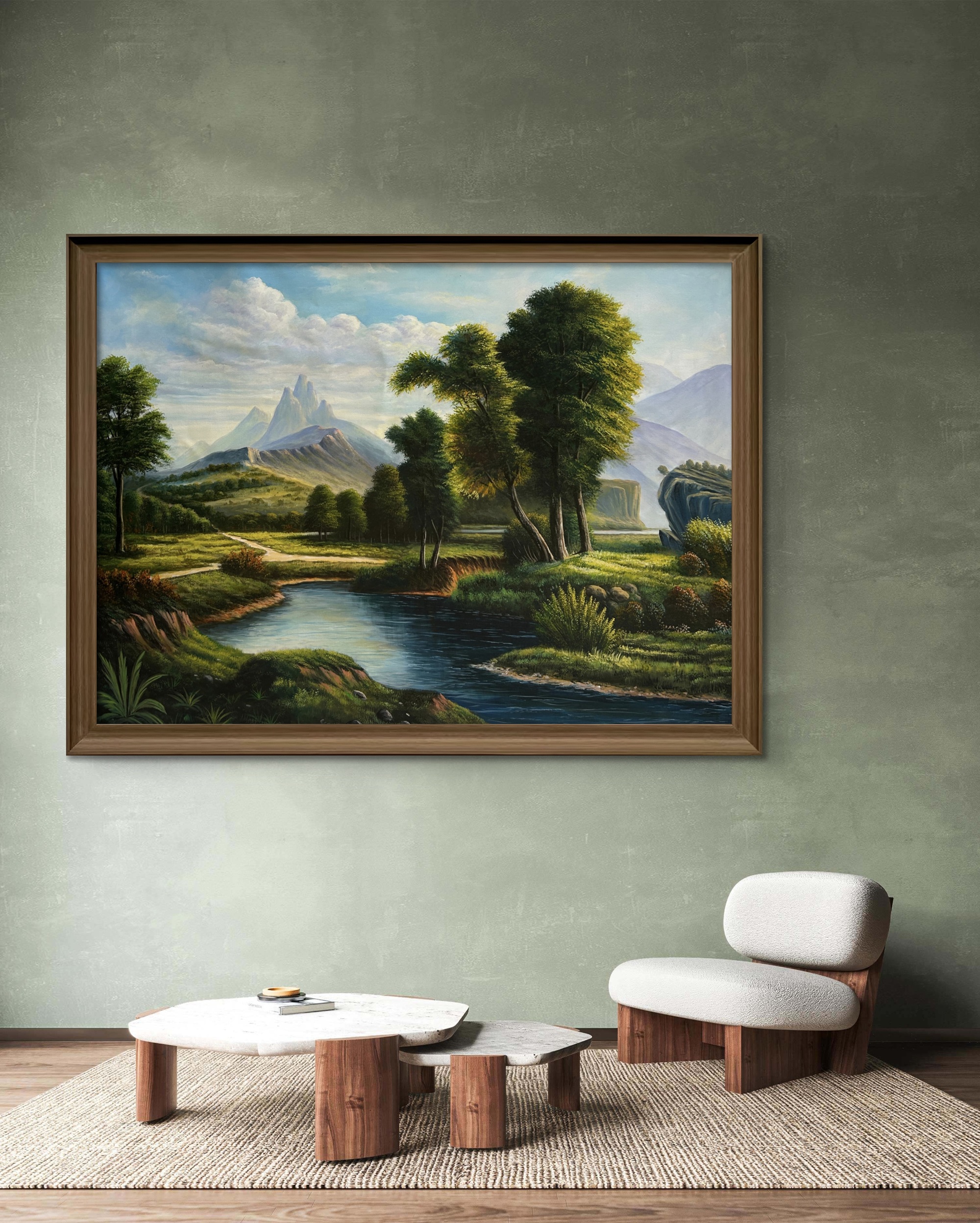 Riverside Harmony Acrylic Landscape Painting