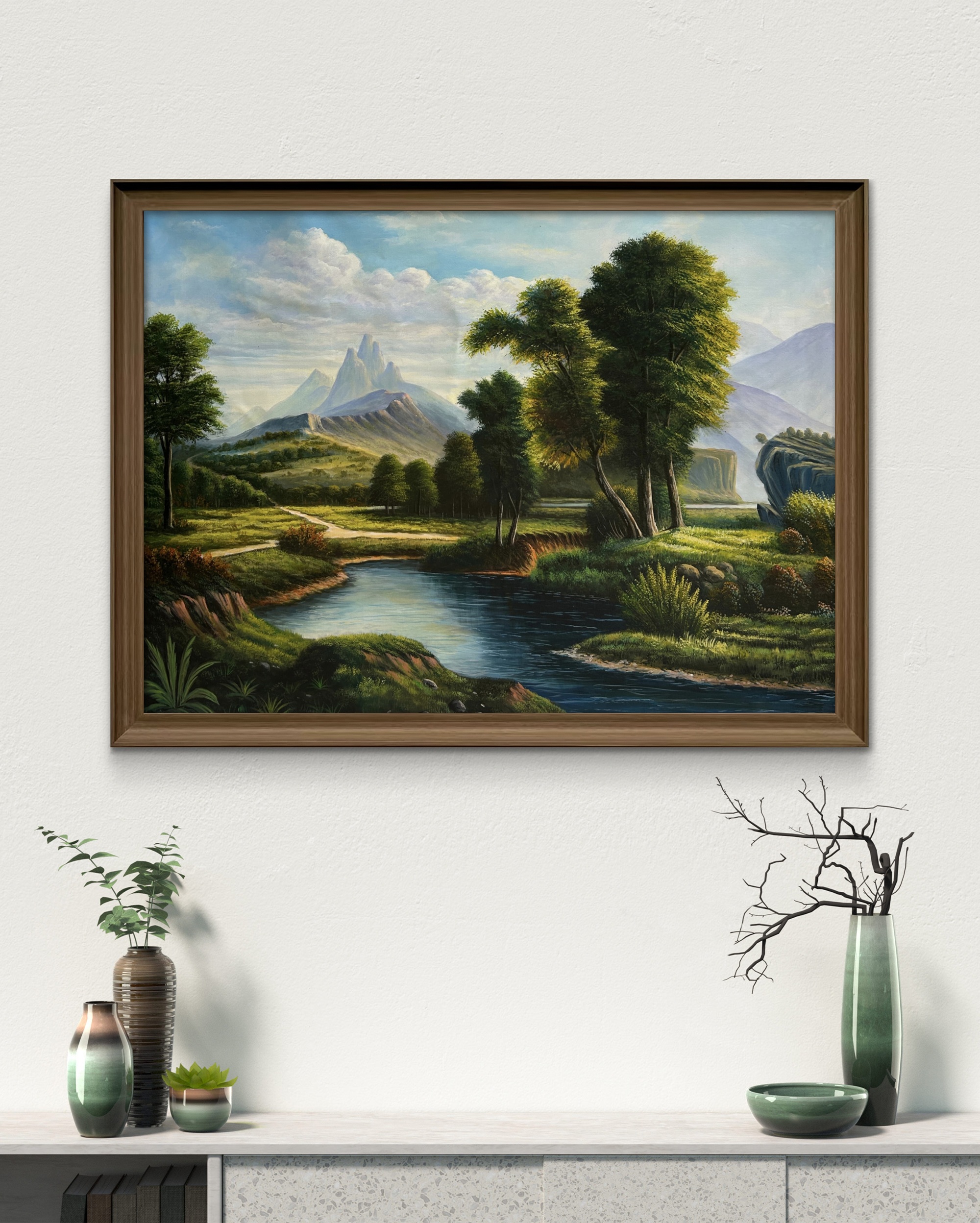 Riverside Harmony Acrylic Landscape Painting
