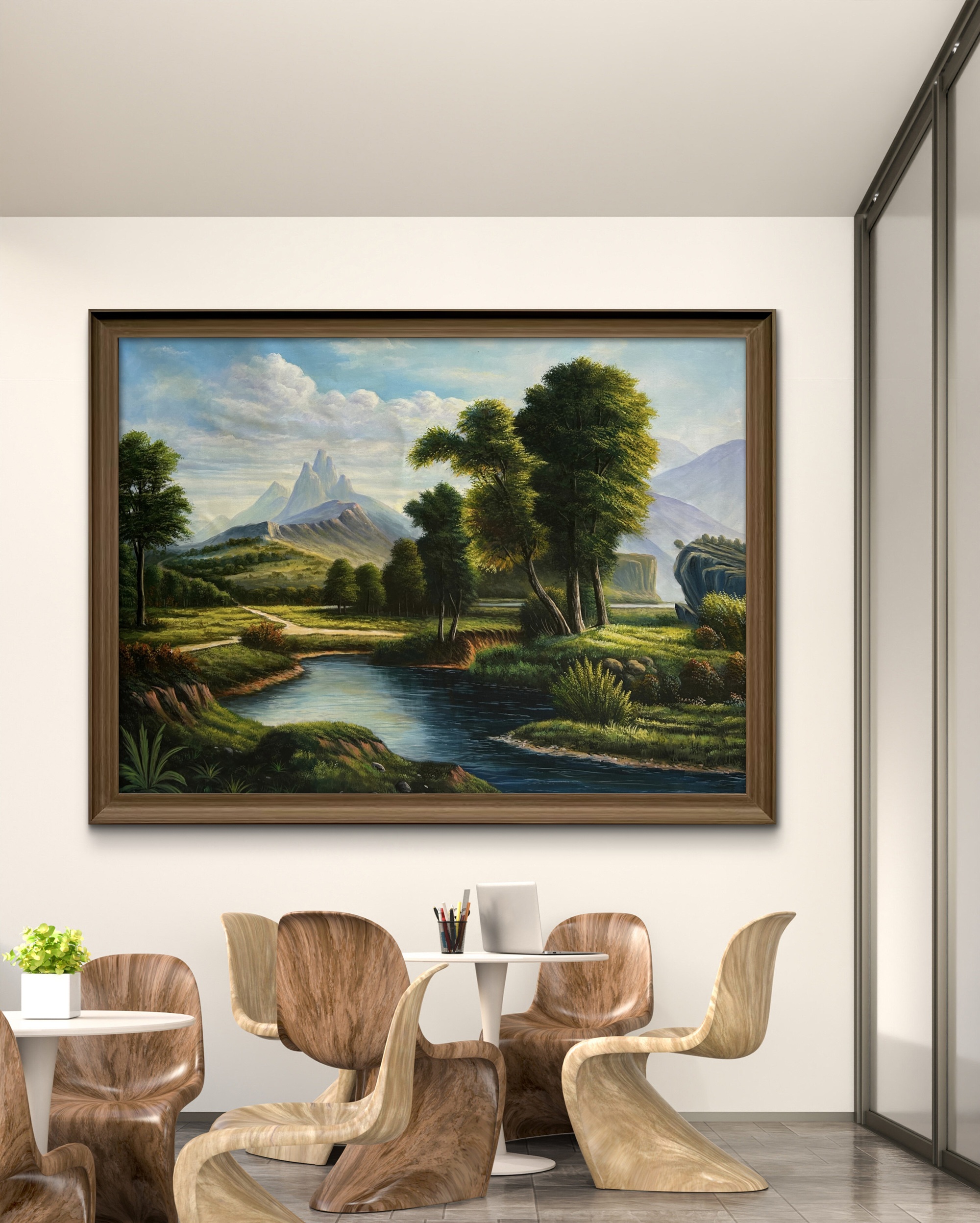 Riverside Harmony Acrylic Landscape Painting