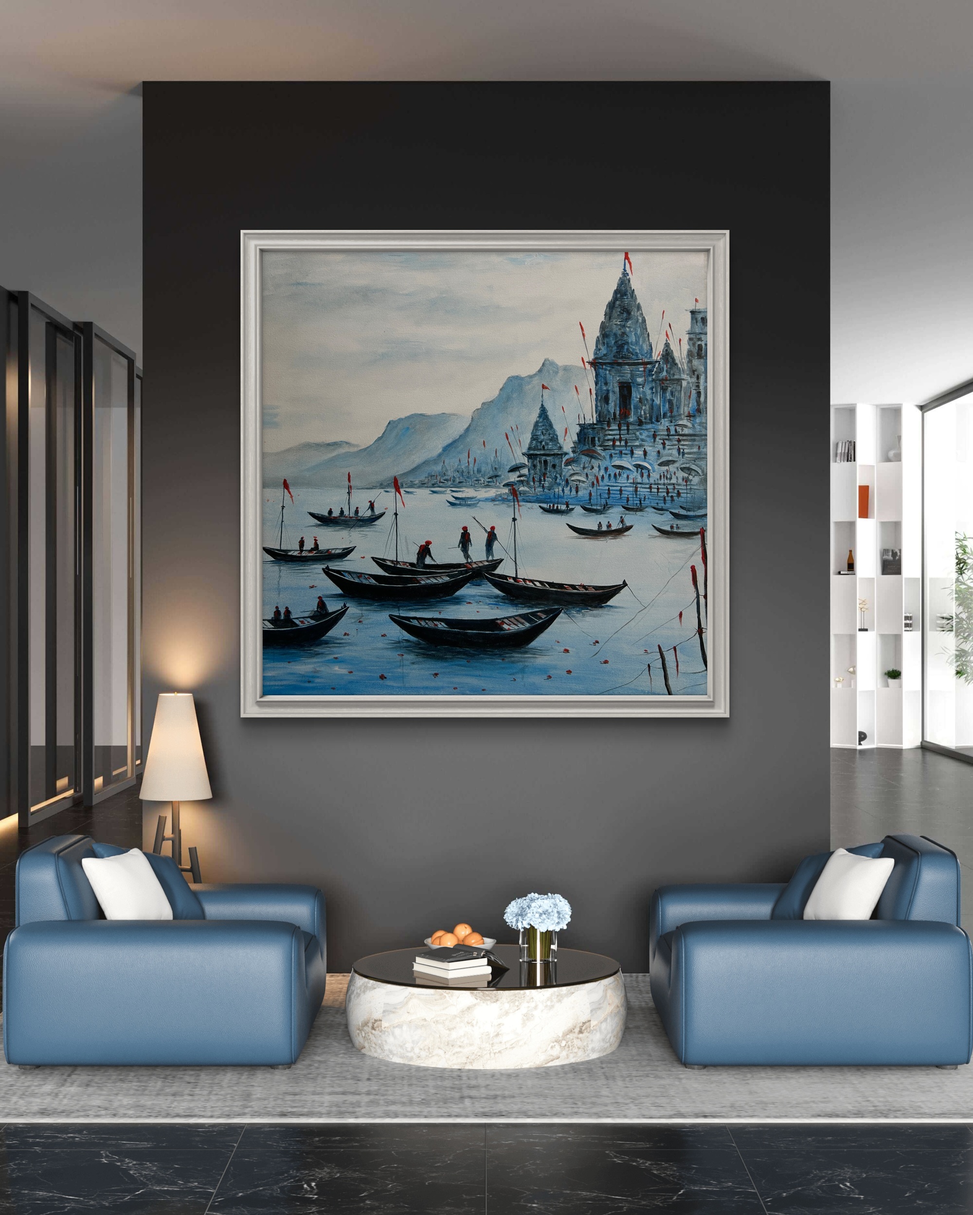 Sacred Blue Banaras Oil Painting