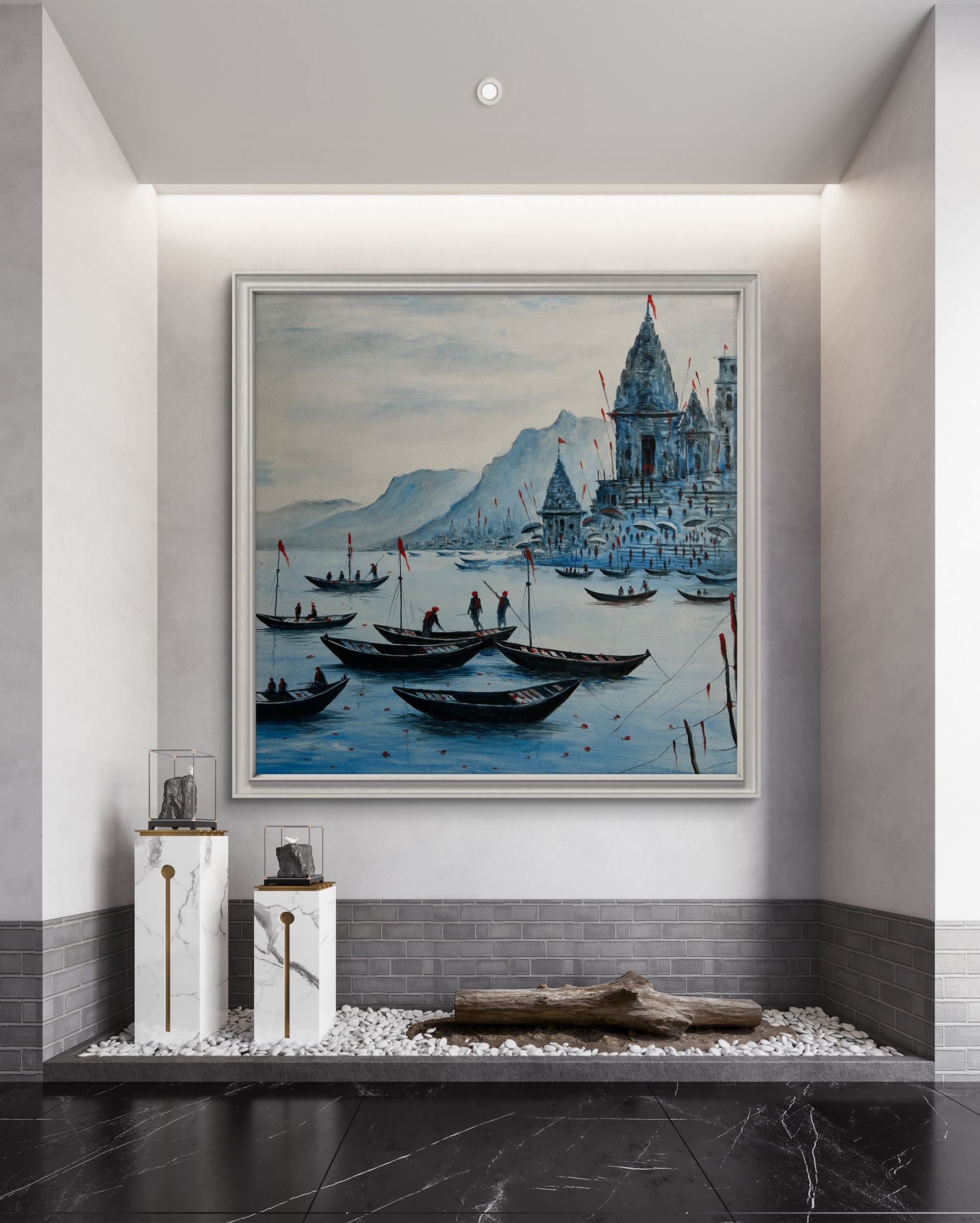 Sacred Blue Banaras Oil Painting