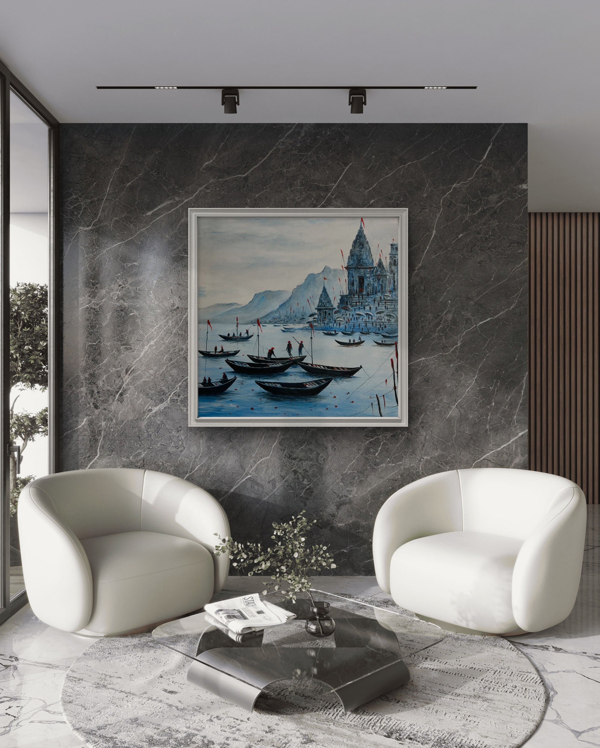 Sacred Blue Banaras Oil Painting