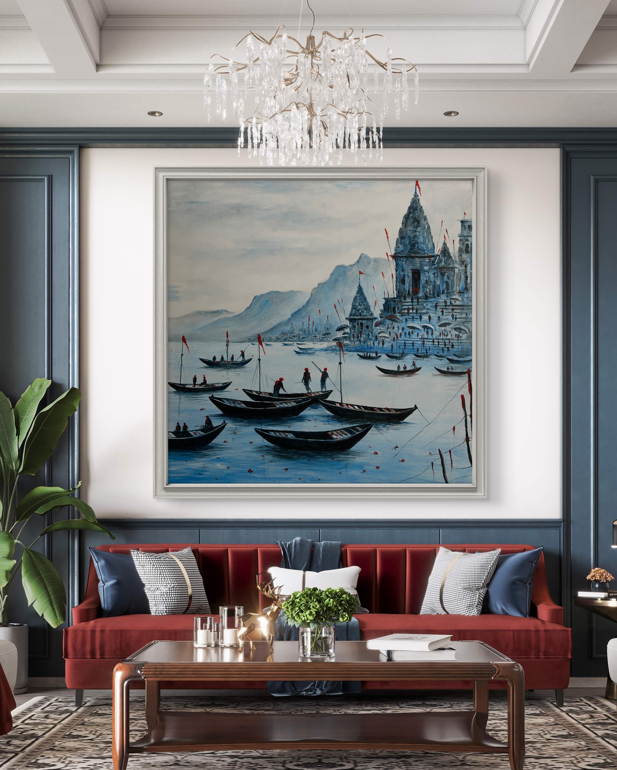 Sacred Blue Banaras Oil Painting