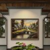 Twilight Village Acrylic Landscape Painting