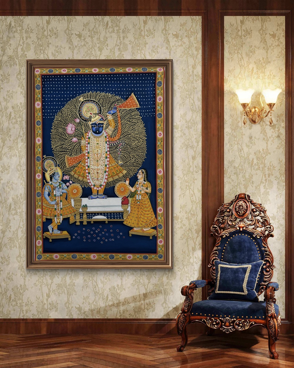 Divine Grace of Shrinathji Natural Colour Painting