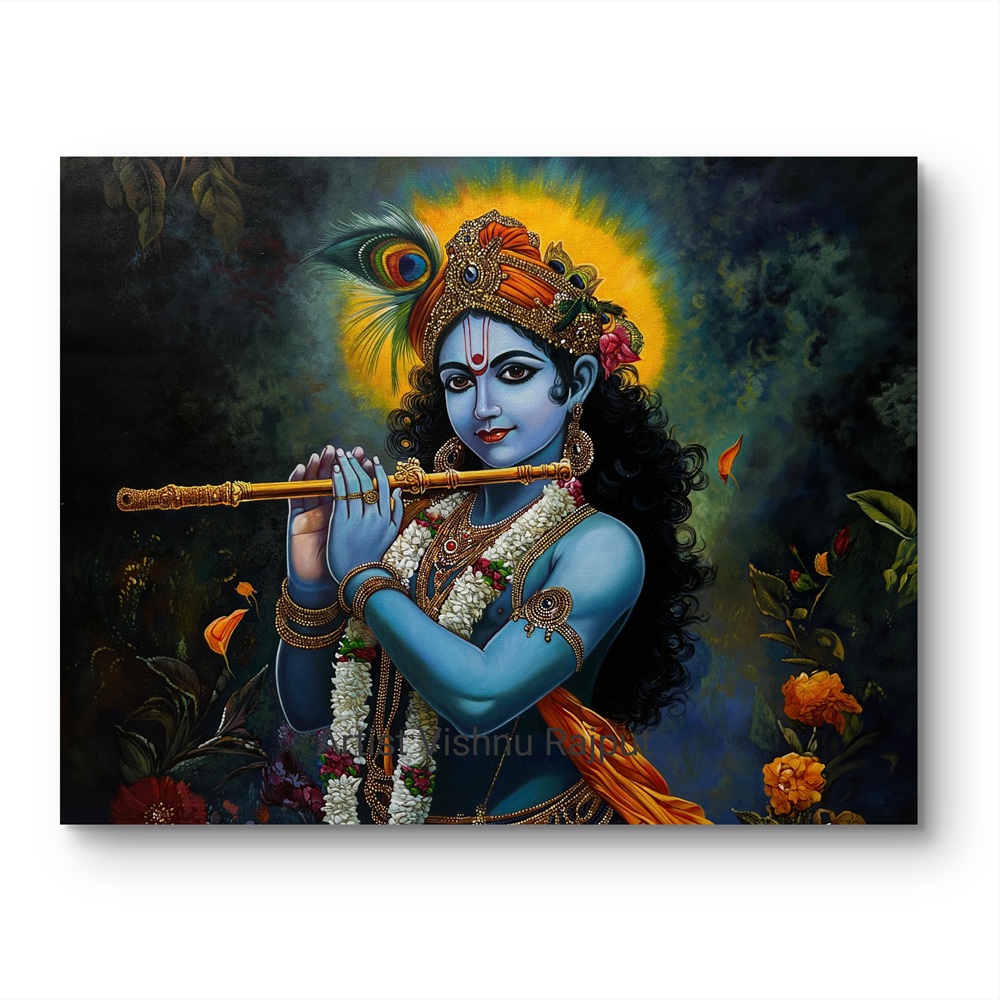 Divine Melody of Krishna Oil Painting