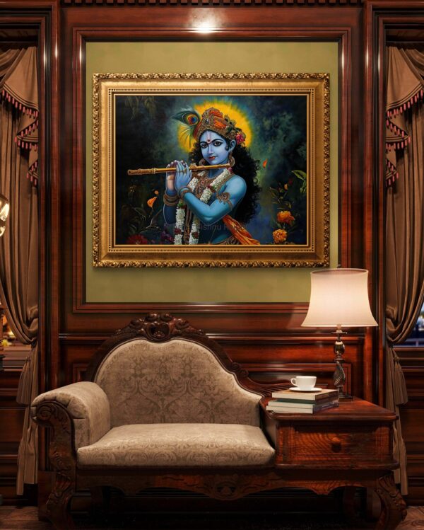Divine Melody of Krishna Oil Painting