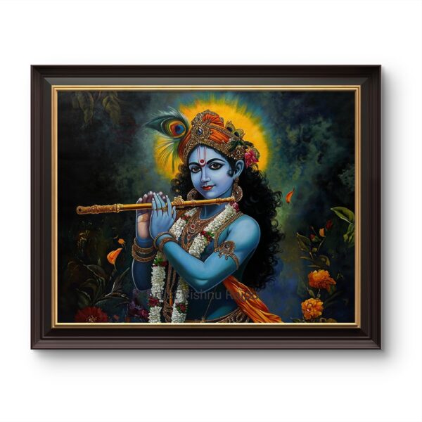 Divine Melody of Krishna Oil Painting