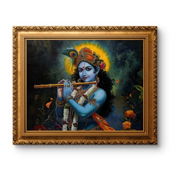 Divine Melody of Krishna Oil Painting