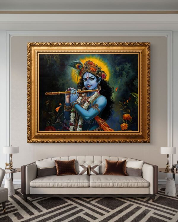 Divine Melody of Krishna Oil Painting