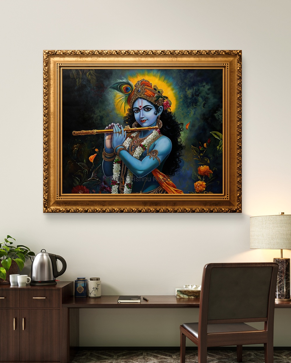 Divine Melody of Krishna Oil Painting