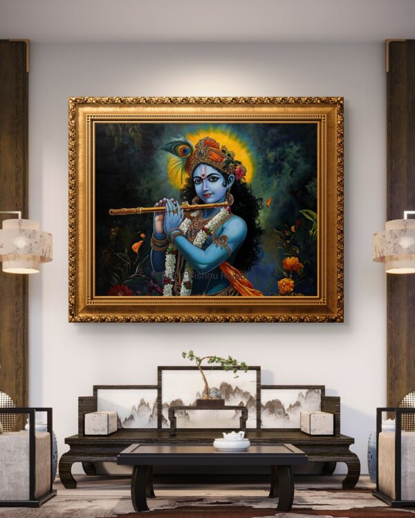 Divine Melody of Krishna Oil Painting