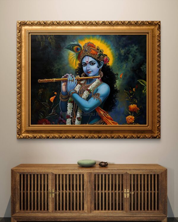 Divine Melody of Krishna Oil Painting