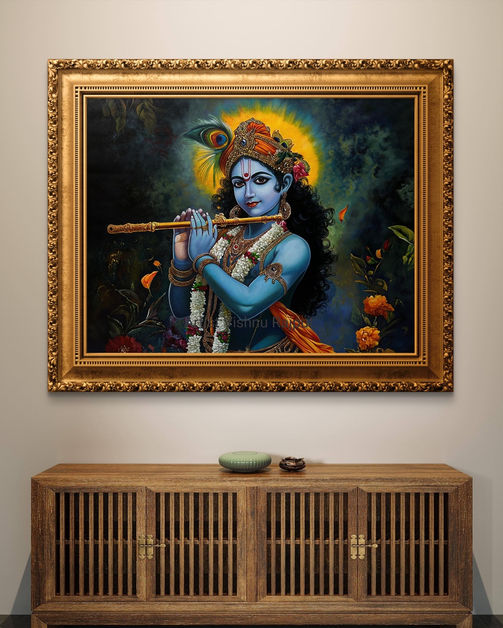 Divine Melody of Krishna Oil Painting