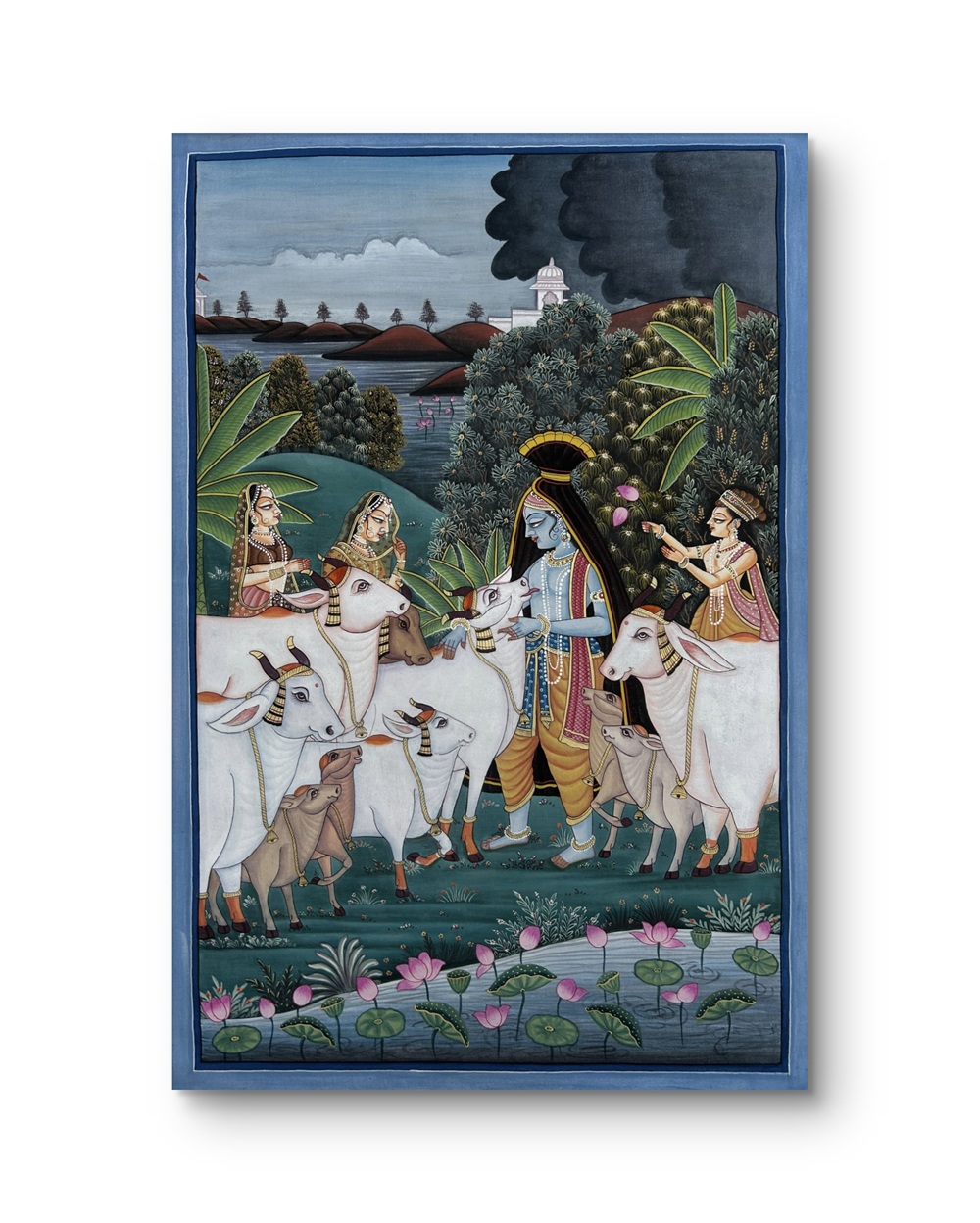 Krishna Among the Cows Natural Colour Painting