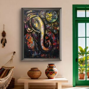 Mystic Radiance of Ganesha Mix Media Painting