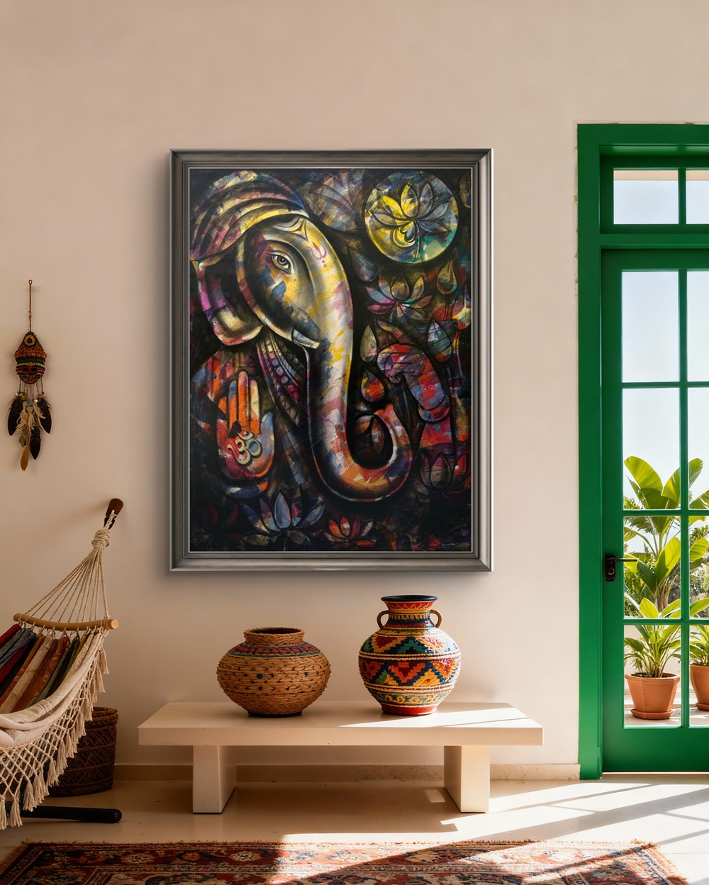 Mystic Radiance of Ganesha Mix Media Painting