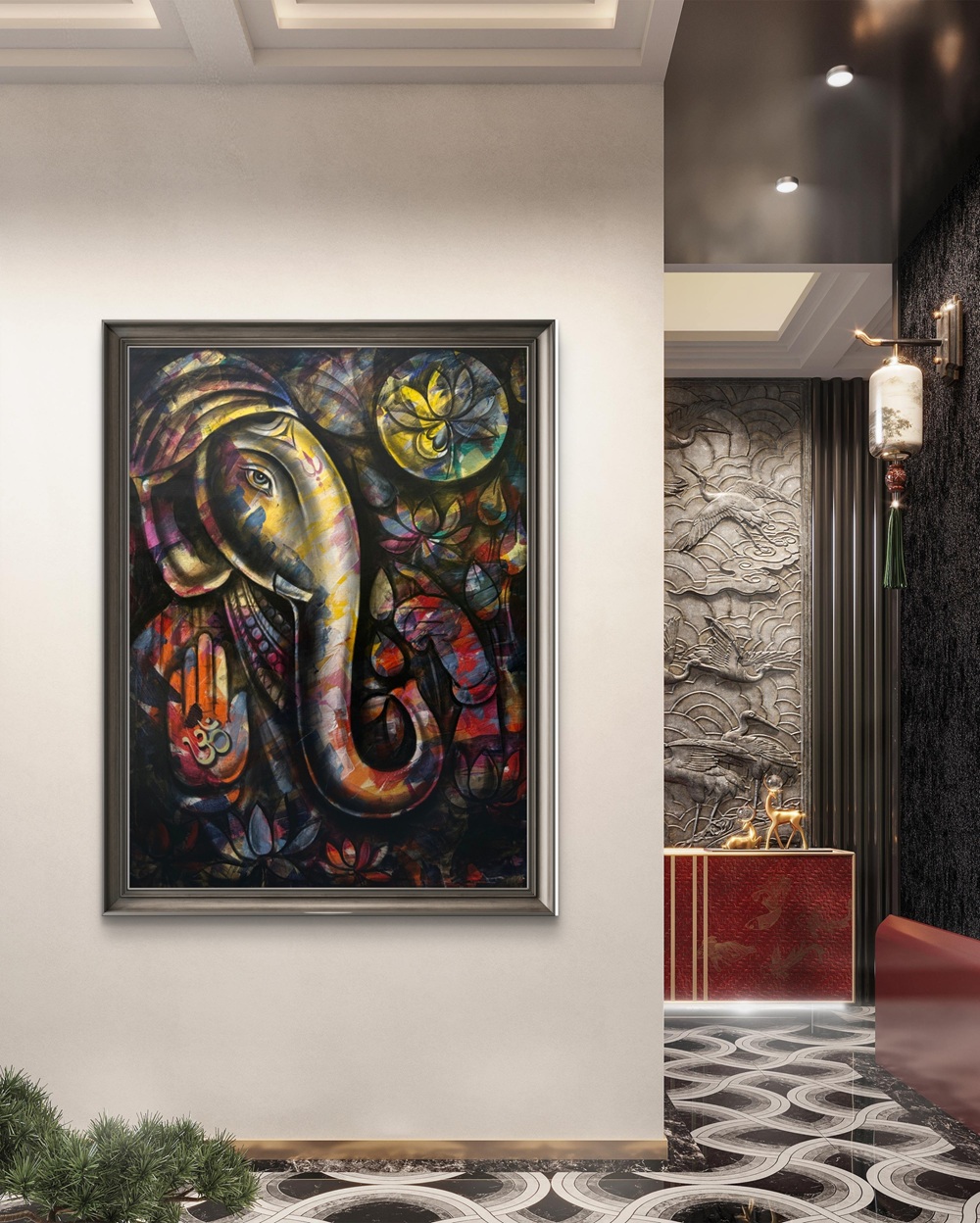 Mystic Radiance of Ganesha Mix Media Painting Mystic Radiance of Ganesha Mix Media Painting