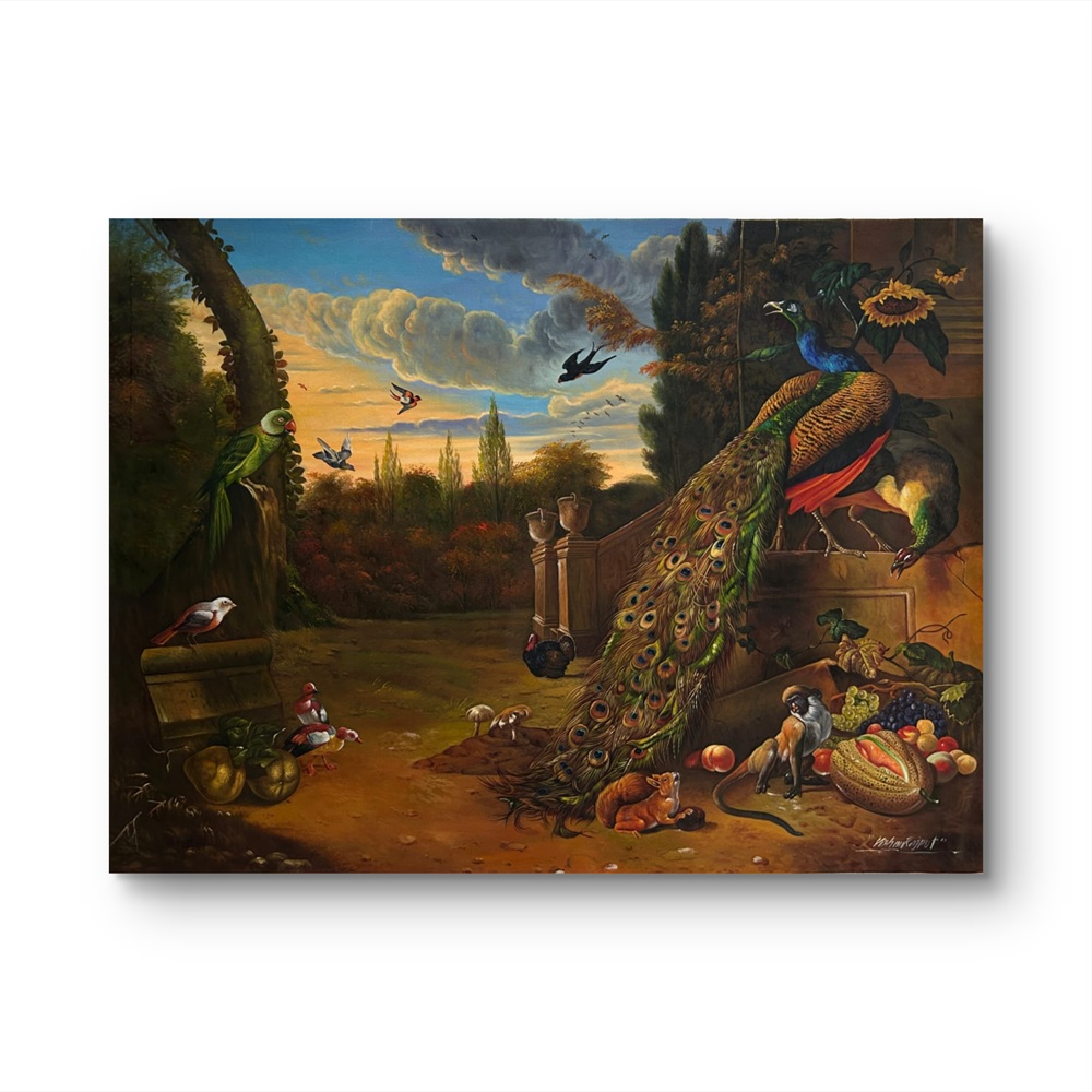 Peacock Court at Dusk Oil Painting