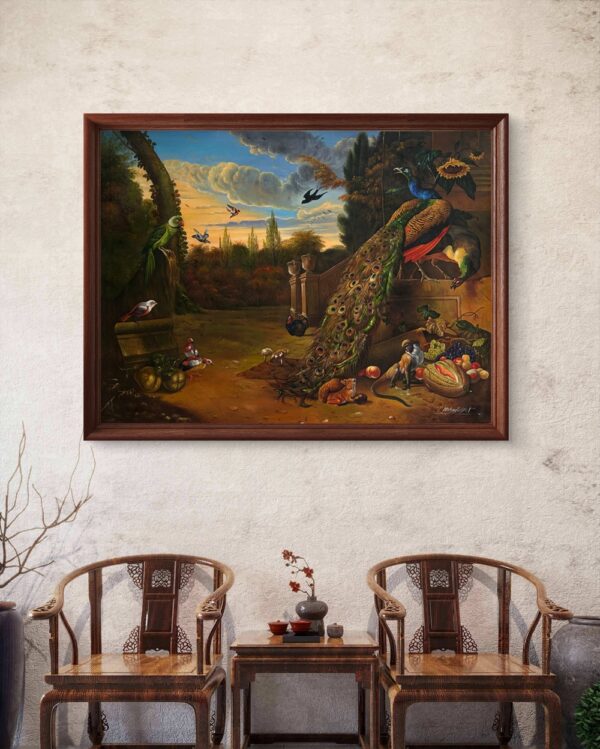 Peacock Court at Dusk Oil Painting