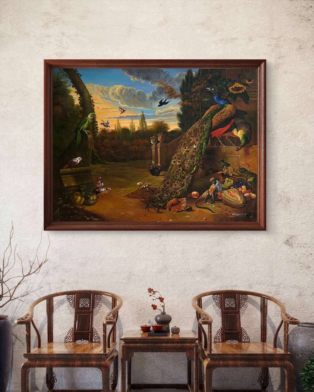Peacock Court at Dusk Oil Painting