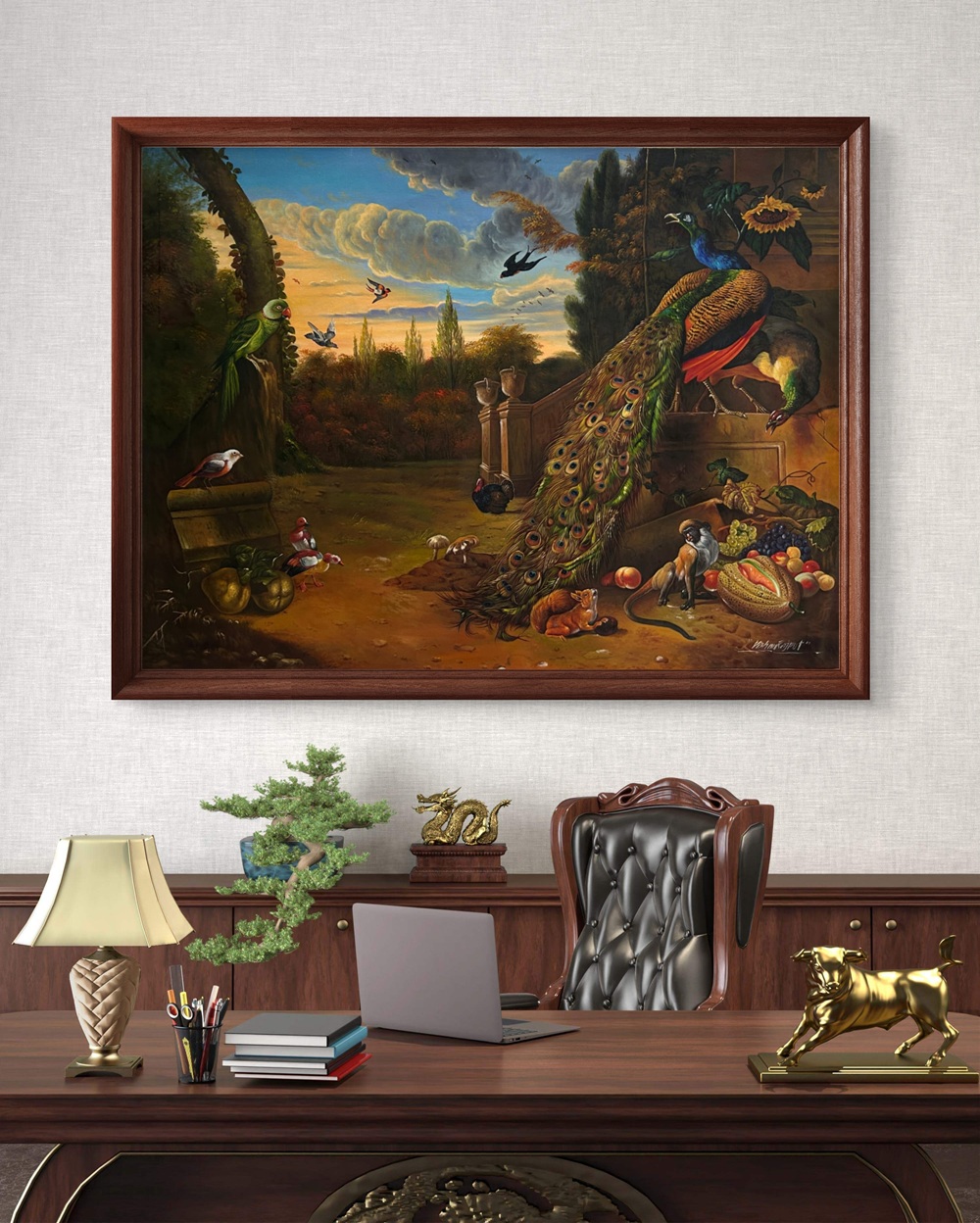 Peacock Court at Dusk Oil Painting