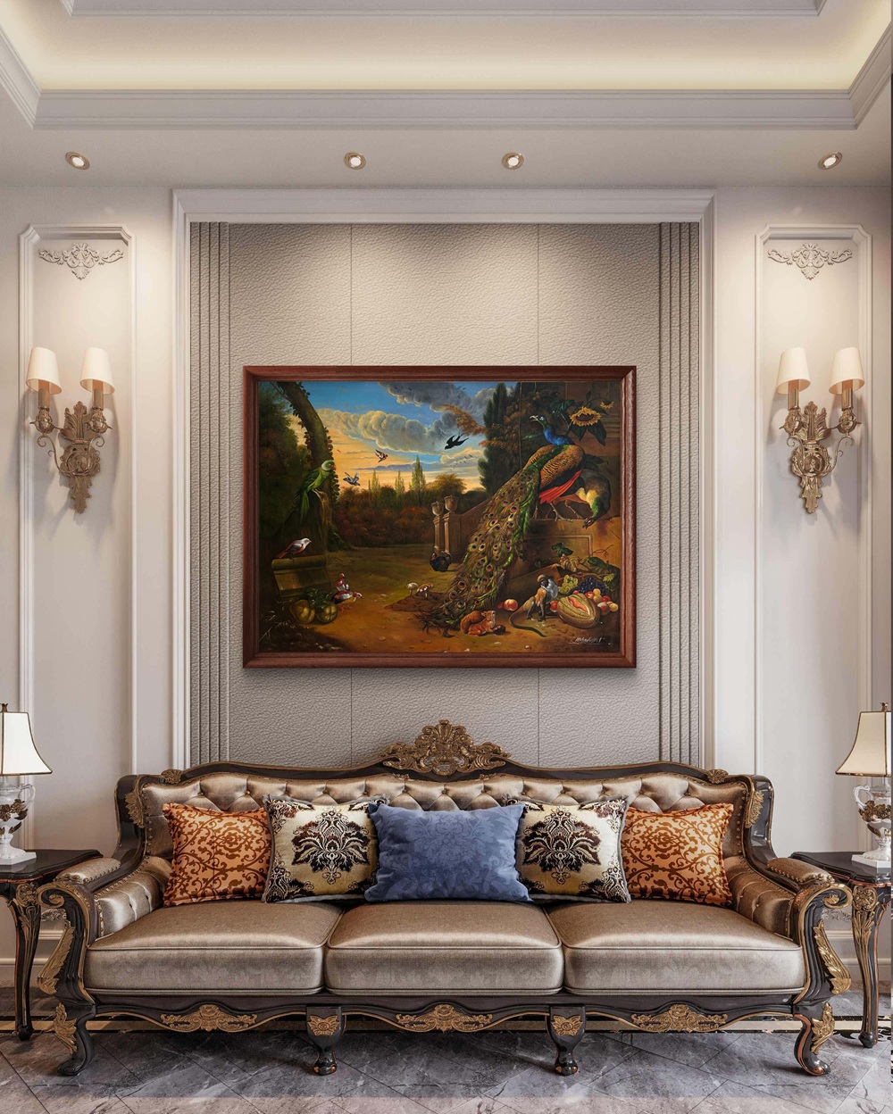 Peacock Court at Dusk Oil Painting