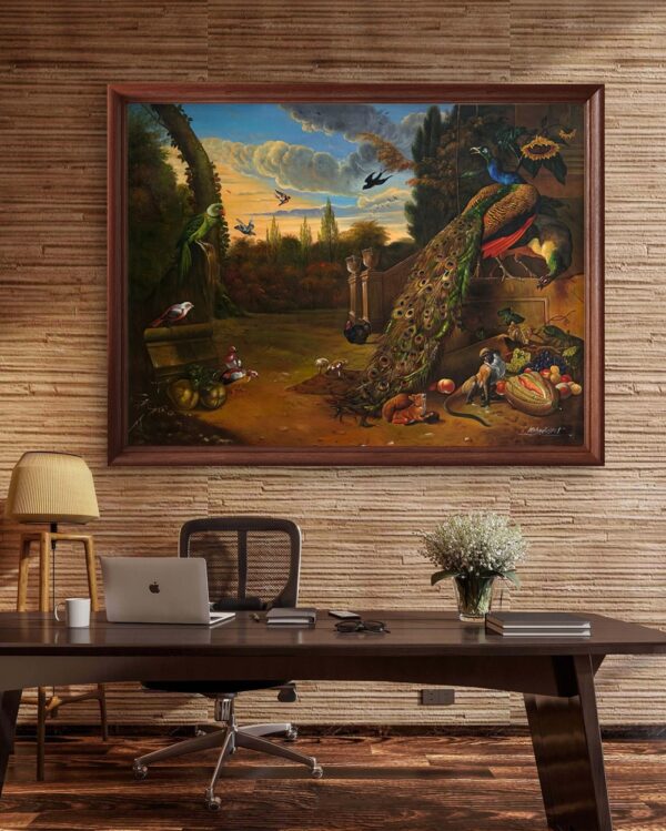 Peacock Court at Dusk Oil Painting