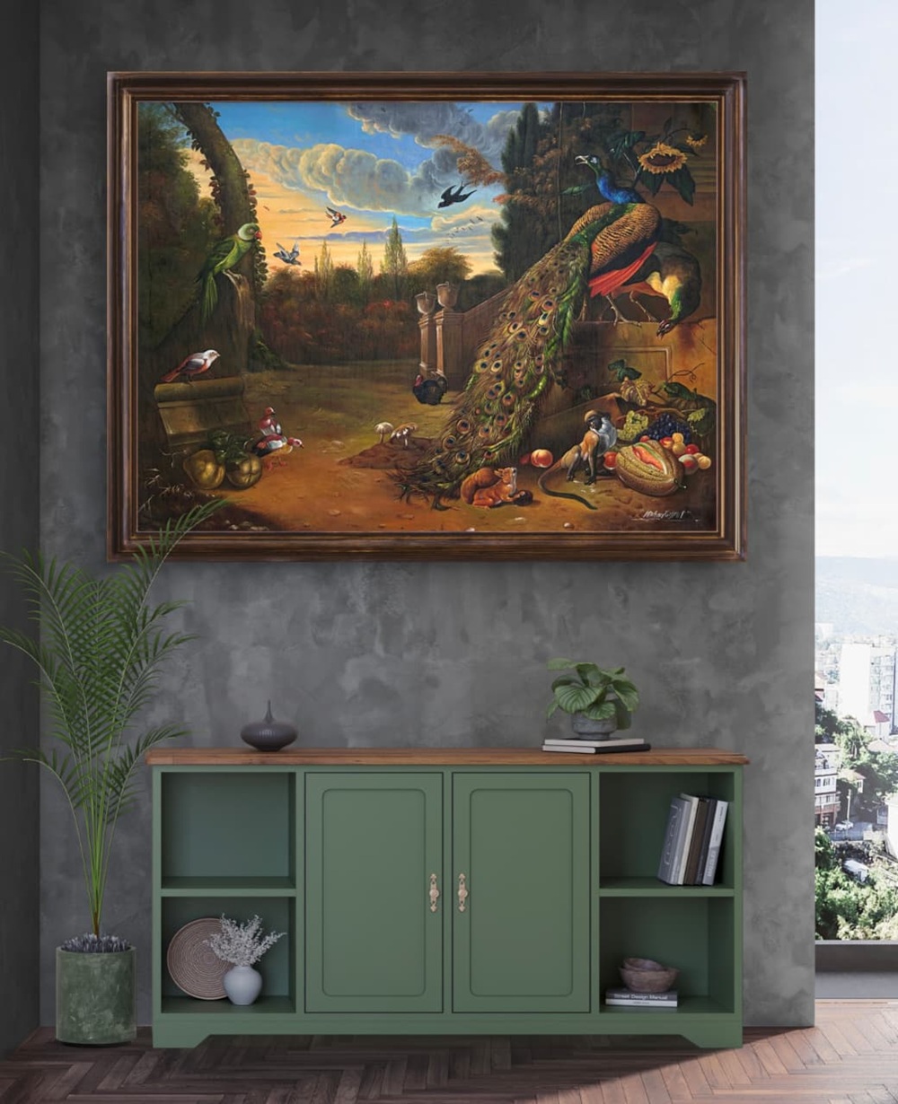 Peacock Court at Dusk Oil Painting