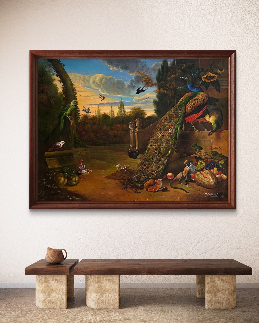 Peacock Court at Dusk Oil Painting