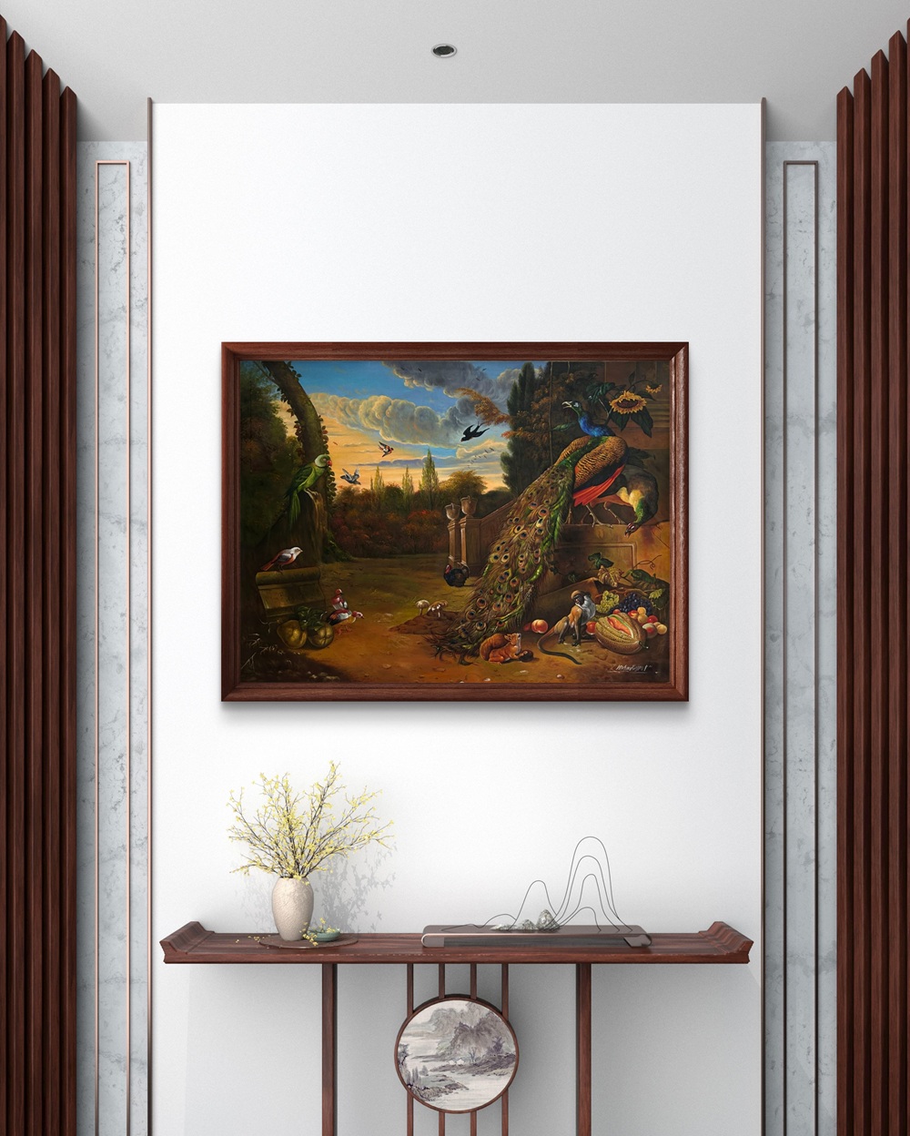 Peacock Court at Dusk Oil Painting