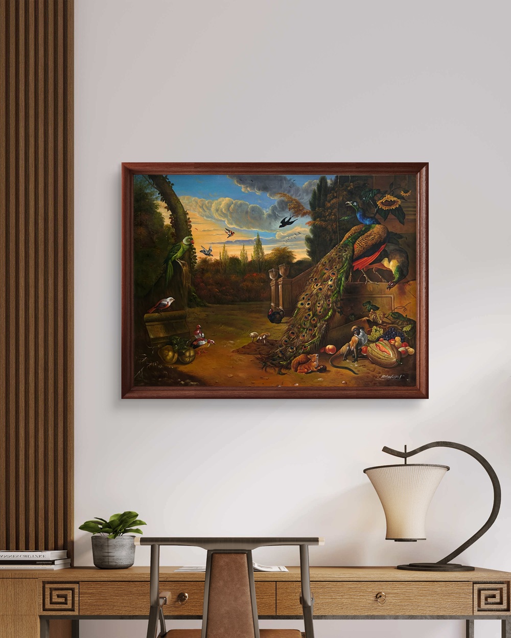 Peacock Court at Dusk Oil Painting