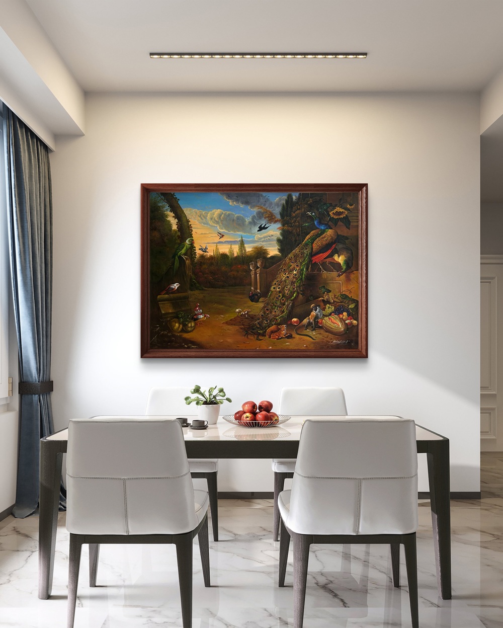 Peacock Court at Dusk Oil Painting