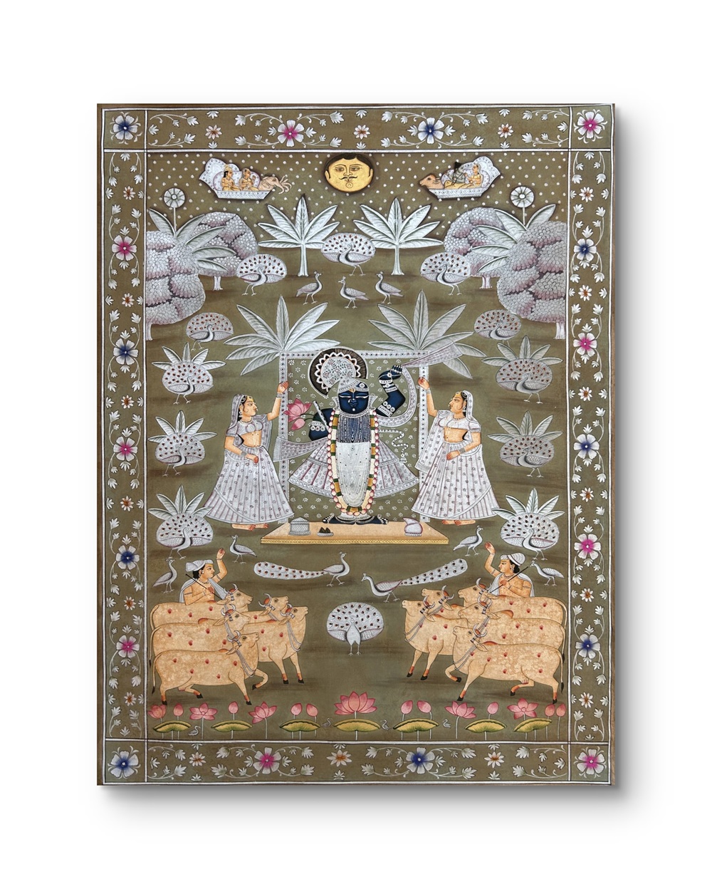 Shrinathji in Vrindavan Meadows Natural Colour Painting