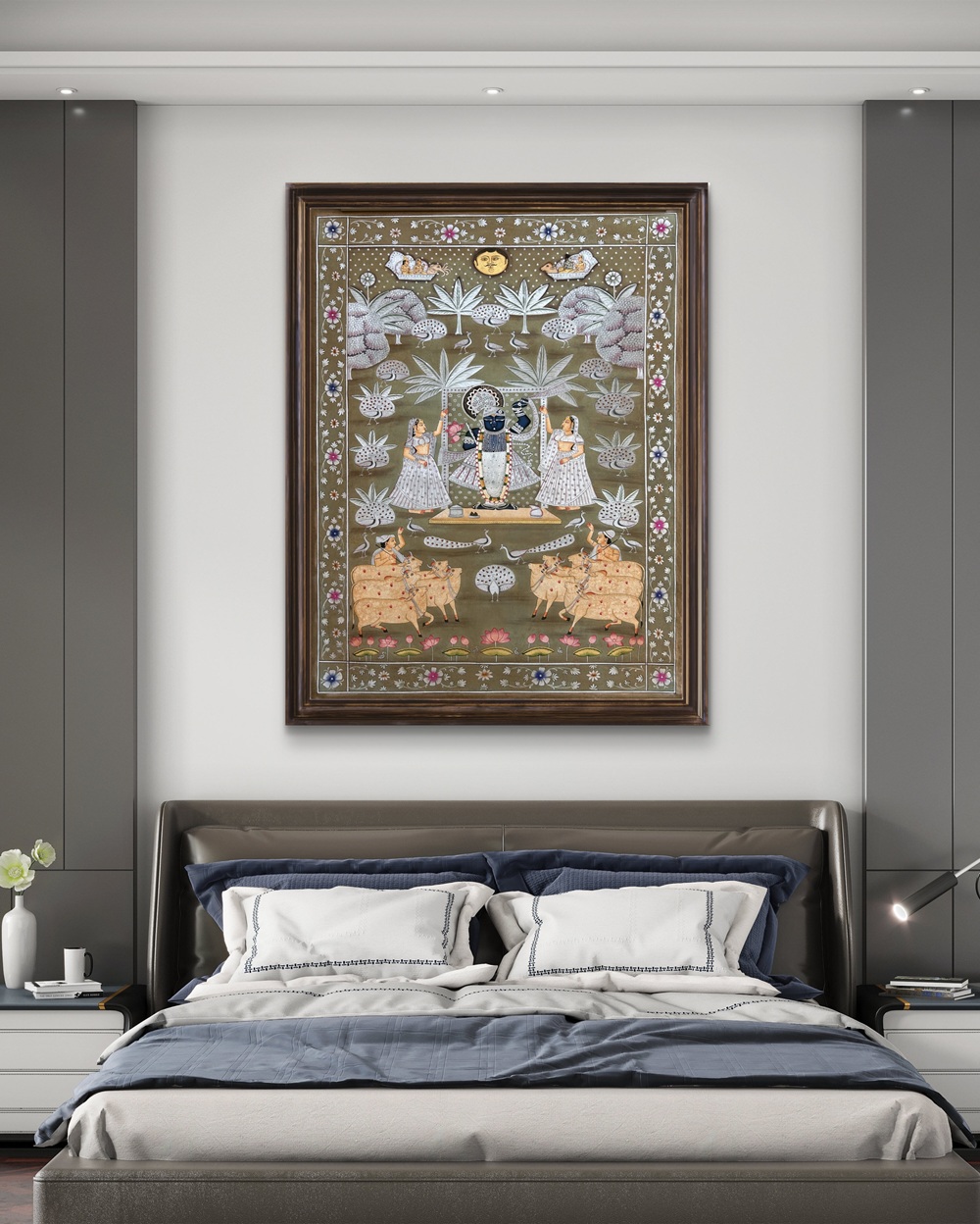 Shrinathji in Vrindavan Meadows Natural Colour Painting