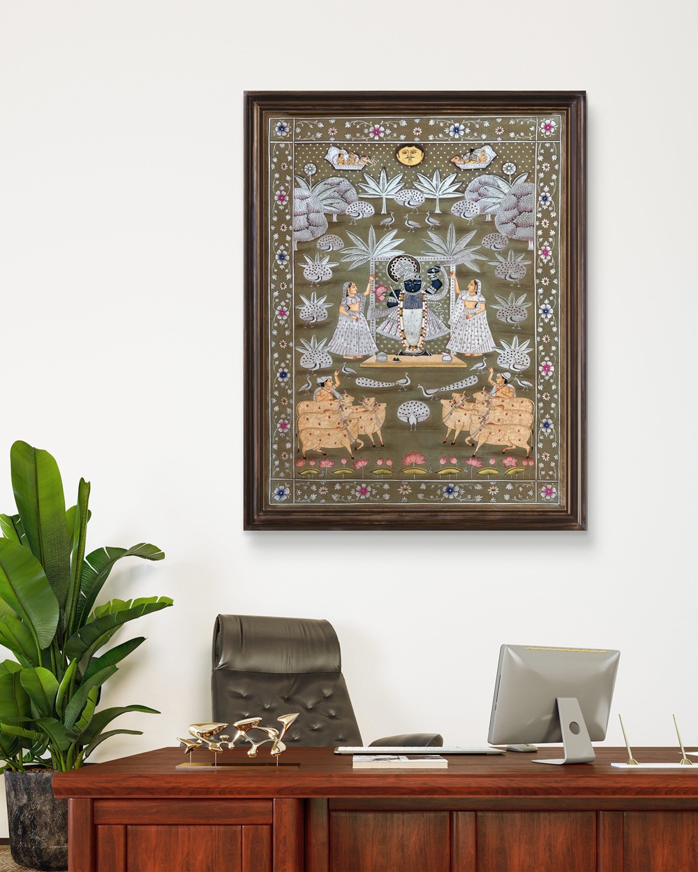 Shrinathji in Vrindavan Meadows Natural Colour Painting