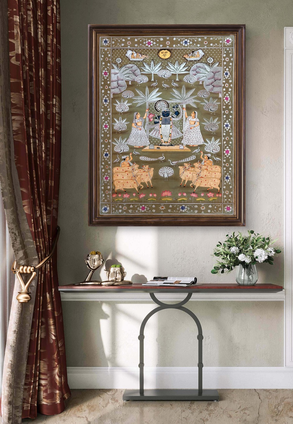 Shrinathji in Vrindavan Meadows Natural Colour Painting