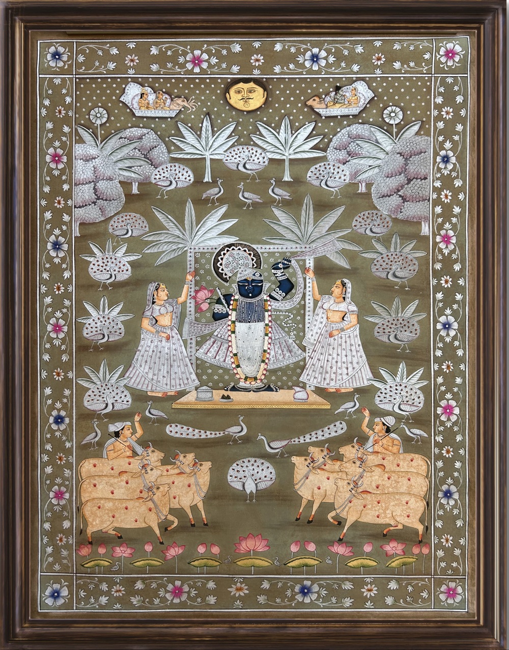 Shrinathji in Vrindavan Meadows Natural Colour Painting