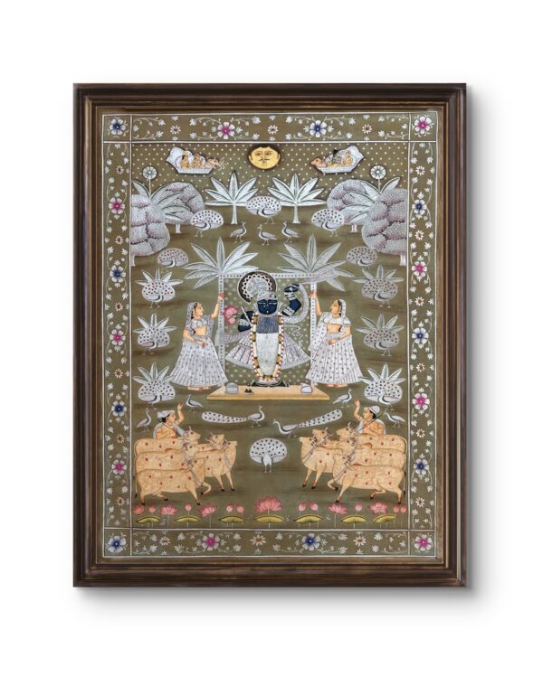 Shrinathji in Vrindavan Meadows Natural Colour Painting