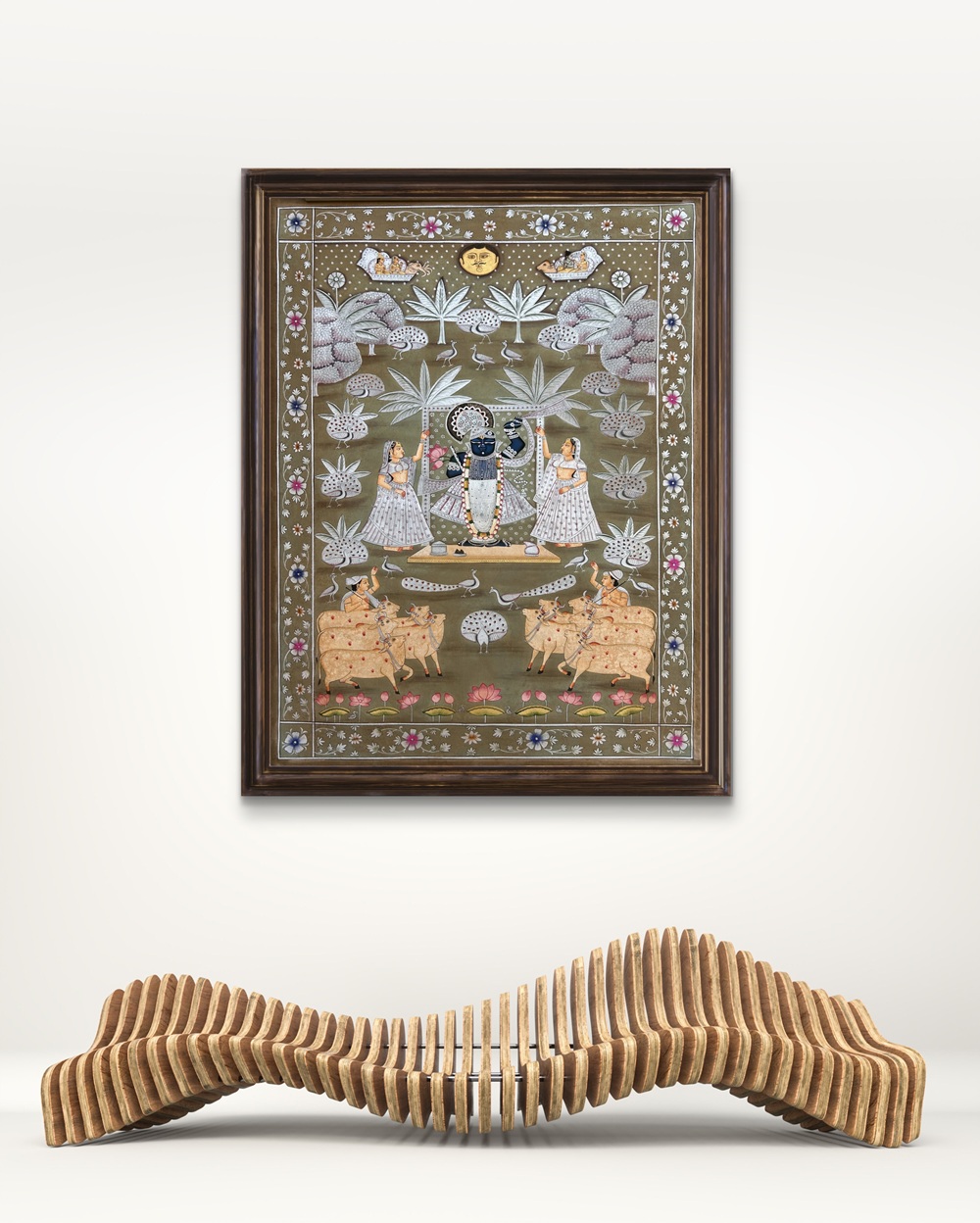 Shrinathji in Vrindavan Meadows Natural Colour Painting