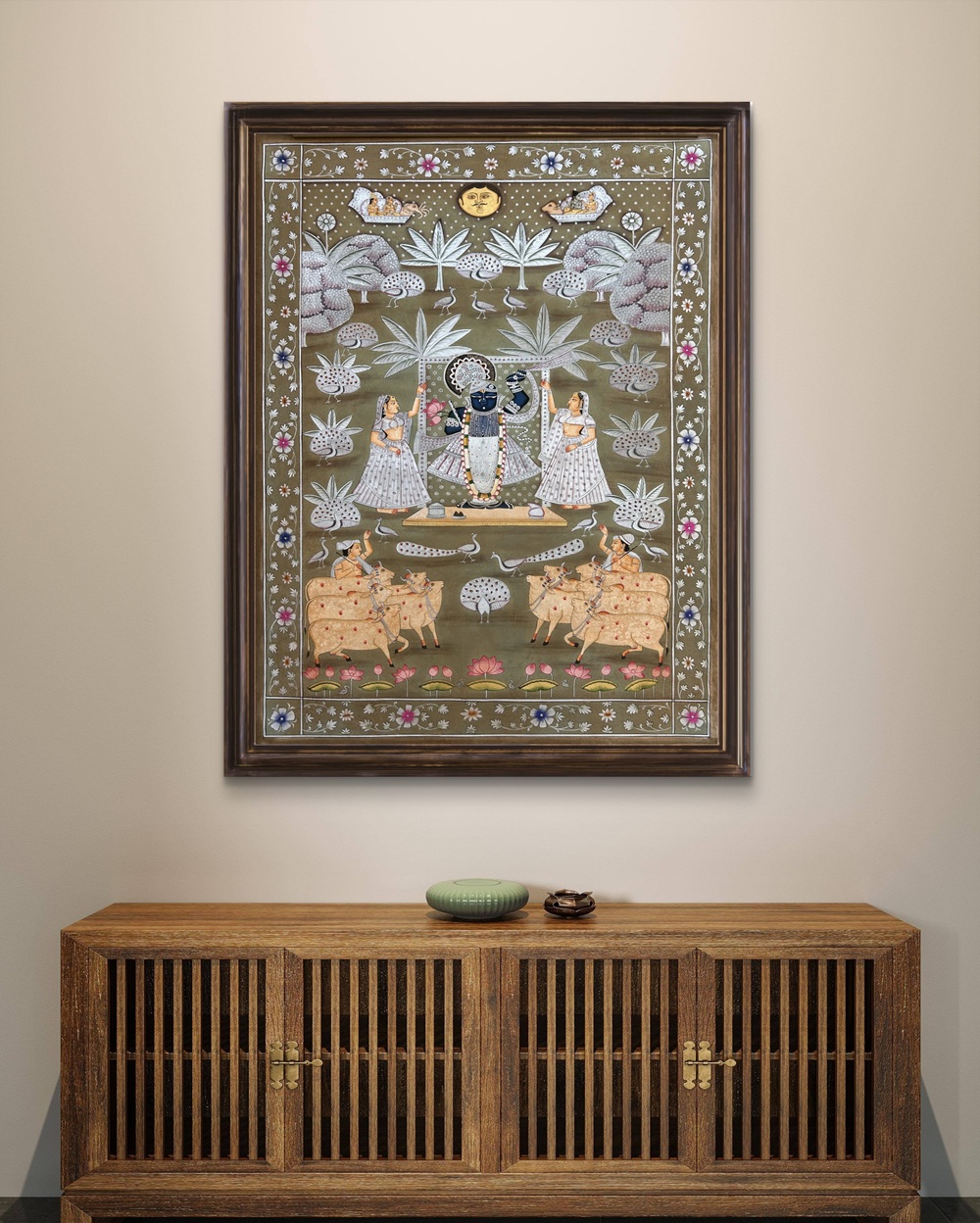 Shrinathji in Vrindavan Meadows Natural Colour Painting