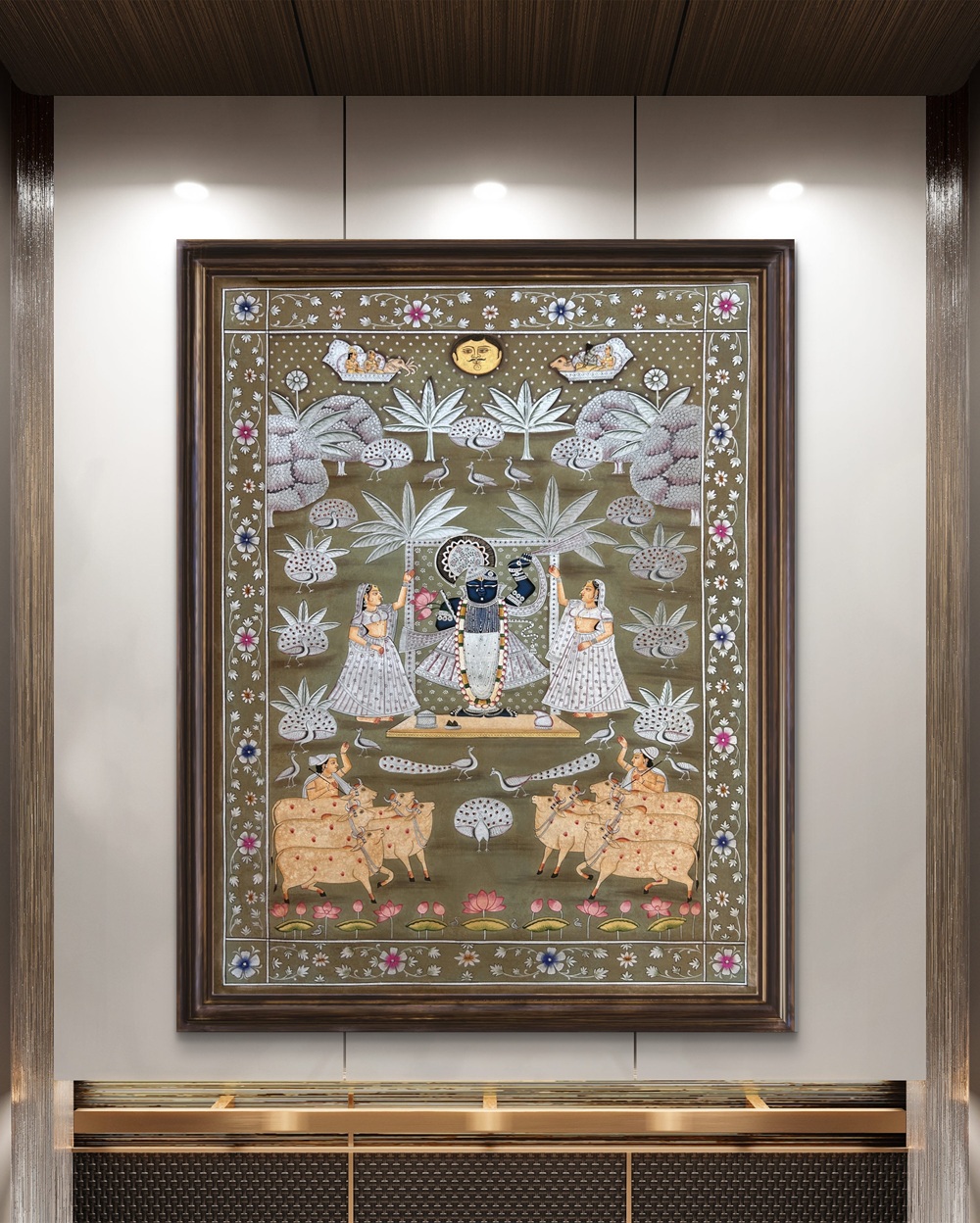 Shrinathji in Vrindavan Meadows Natural Colour Painting