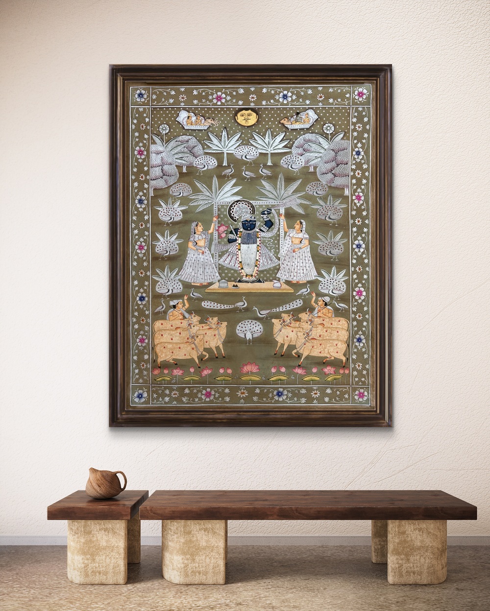 Shrinathji in Vrindavan Meadows Natural Colour Painting