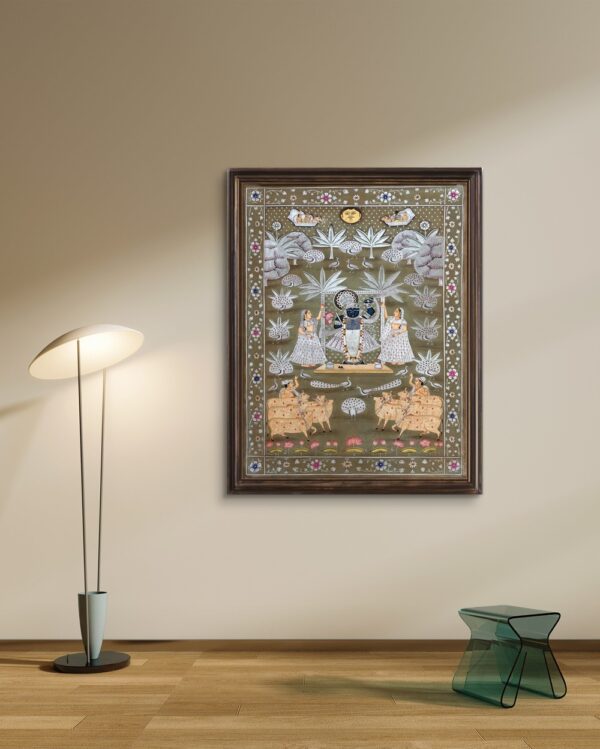 Shrinathji in Vrindavan Meadows Natural Colour Painting